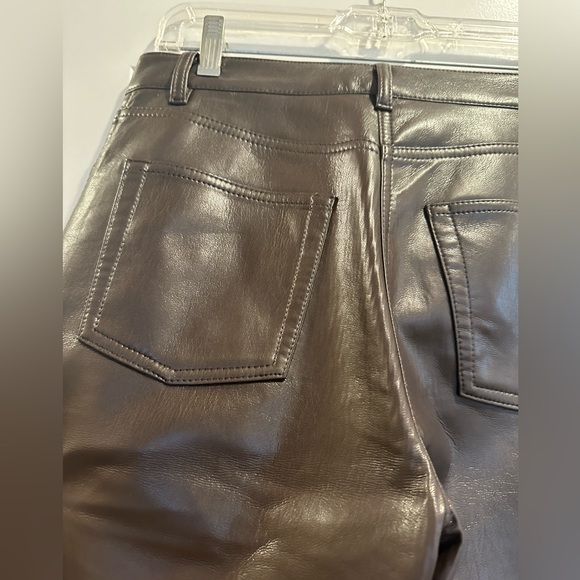 Aritzia Wilfred The Melina Cropped Faux Leather Pant color dark brown Size 4 - Picture 12 of 16